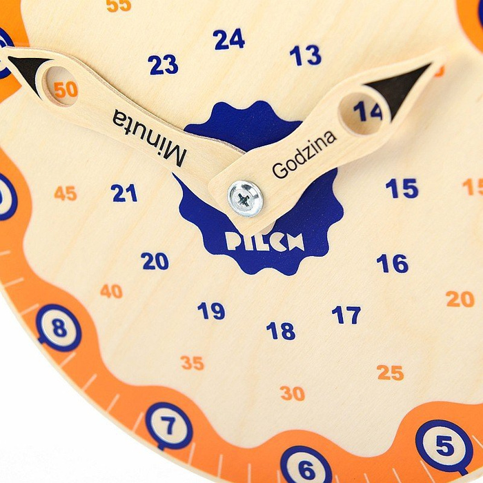 Zegar dla dzieci, nauka czasu. Kleks