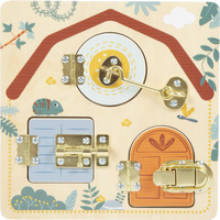 Drewniana tablica motoryczna zamki i zatrzaski Safari Small Foot