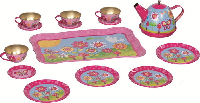 Serwis herbaciany z filiżankami i talerzykami do zabawy dla dzieci Goki