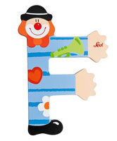 Drewniana literka. Klaun "F", Sevi