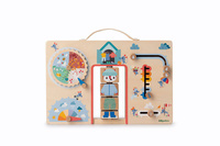 Drewniana tablica manipulacyjna walizka Ubranie na każdą pogodę Lisiczka Alice Lilliputiens