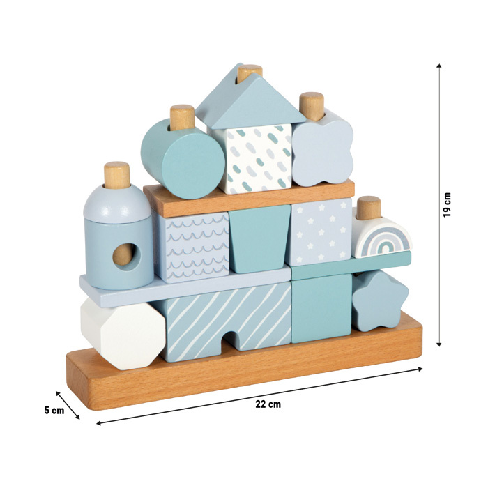 Klocki drewniane na palikach Niebieski domek Small Foot