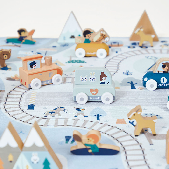 Miękka mata do zabawy z drogą Biała Dolina Cross Roads Janod