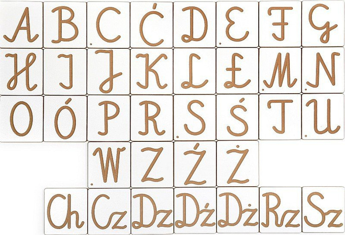 Alfabet polski pisany, przestrzenne litery i cyfry, Pilch