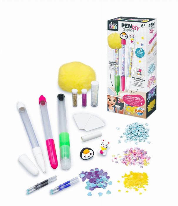 Zestaw kreatywny dla dzieci długopisy i mazak Kawaii Buki