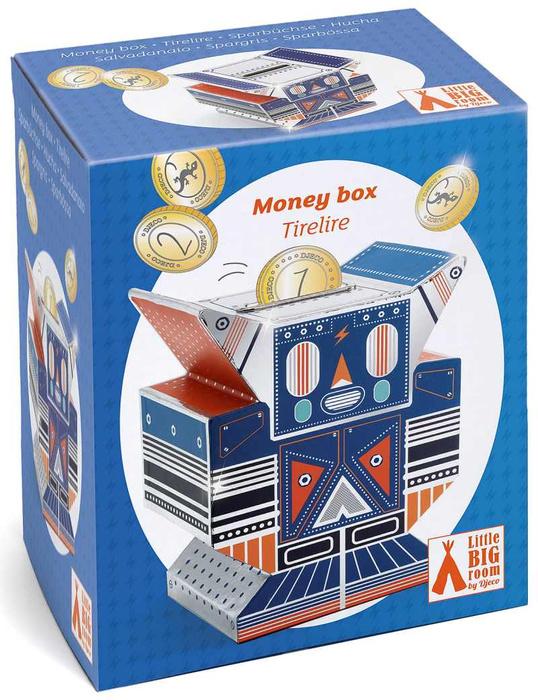 Skarbonka drewniana dla dzieci Robot Djeco