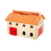 Drewniana farma z otwieranym dachem i figurkami Janod