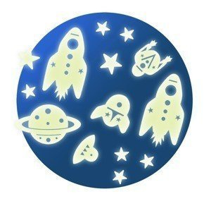 Fluorescencyjne naklejki do pokoju dziecka Gwiezdna podróż Djeco