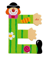 Drewniana literka. Klaun "E", Sevi