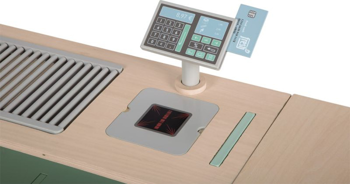 Drewniana kuchnia dla dzieci i sklep 2w1 szałwia zielona Fresh Small Foot