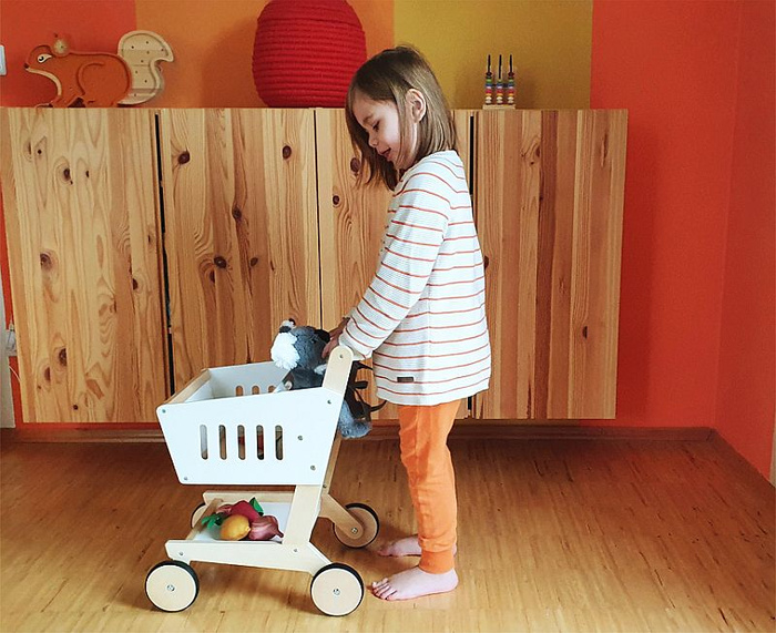 Biały wózek do zabaw w sklep dla dzieci Small Foot