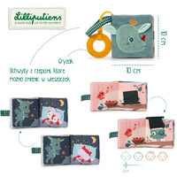 Materiałowa edukacyjna książeczka z mini gryzakiem Smok Joe LILLIPUTIENS