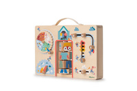 Drewniana tablica manipulacyjna walizka Ubranie na każdą pogodę Lisiczka Alice Lilliputiens