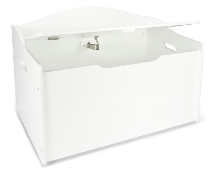 Biała drewniana skrzynia na zabawki i ławka XL