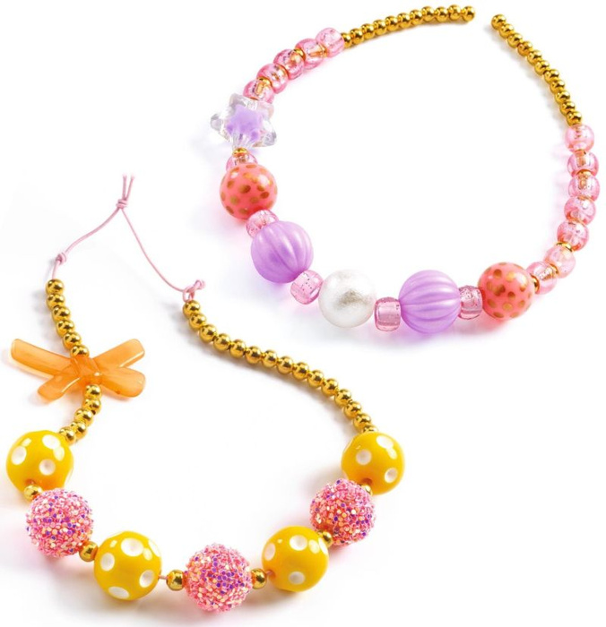 Kreatywny zestaw koralików do nawlekania złote bąbelki Djeco