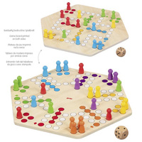 Duża drewniana gra planszowa chińczyk Ludo dla 4 i 6 graczy Goki