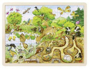 Puzzle drewniane. Życie zwierząt, 96 elementów, goki puzzle