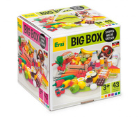 Duży drewniany zestaw do zabawy w sklep lub gotowanie 43 elementy Erzi