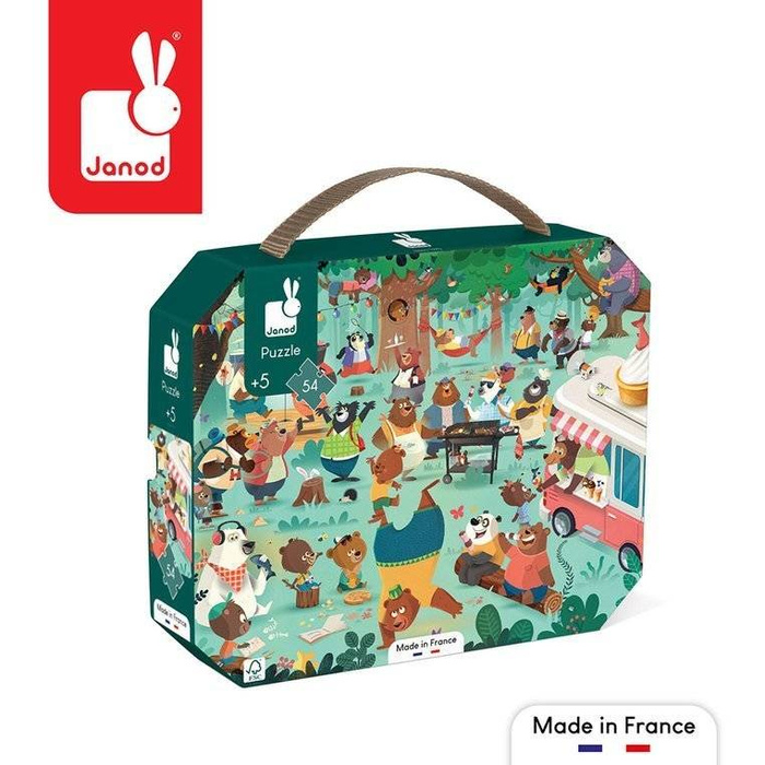 Puzzle w walizce Rodzina misiów 54 el. Janod