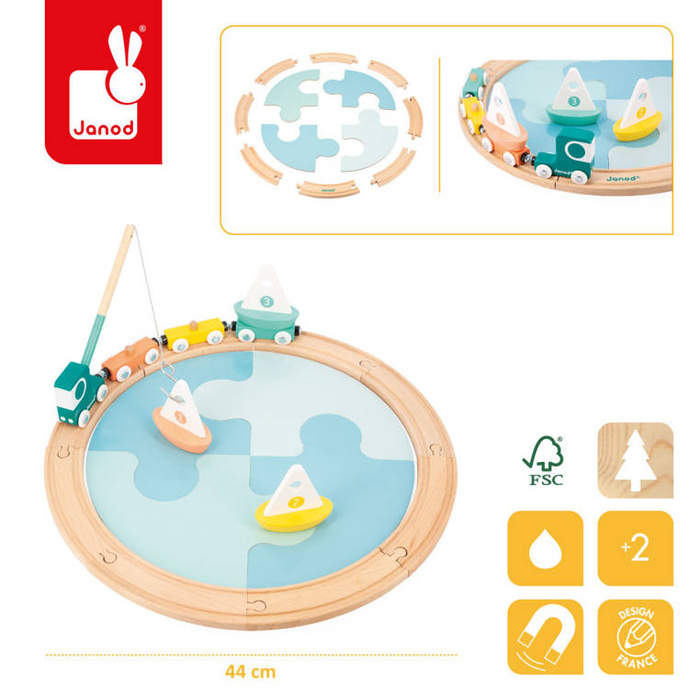 Drewniana kolejka pociąg z torami Janod