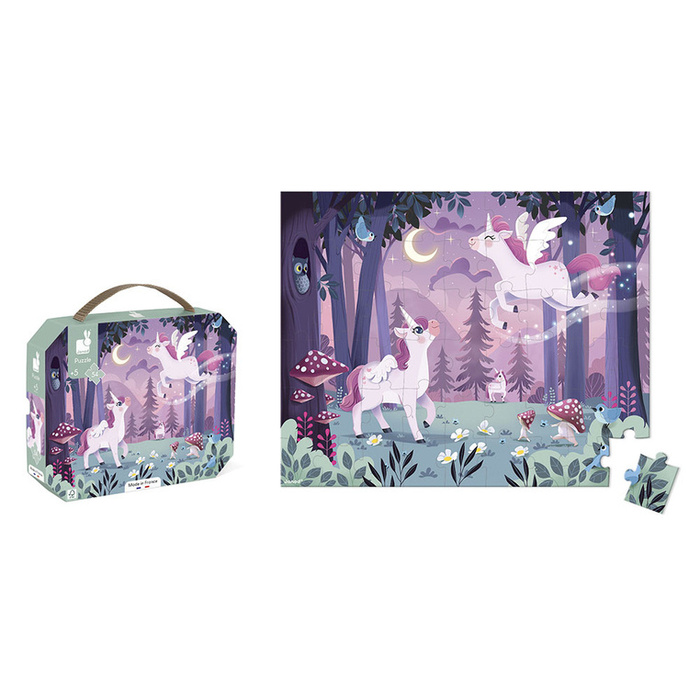 Puzzle w walizce Jednorożce 54 el. Janod