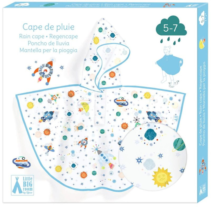 Transparentna pelerynka przeciwdeszczowa dla dzieci rakieta kosmiczna Djeco
