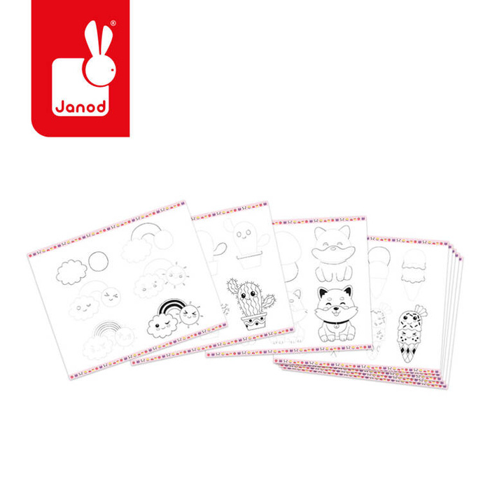 Zestaw kreatywny dla dzieci Rysowanie krok po kroku Modele kawaii Janod