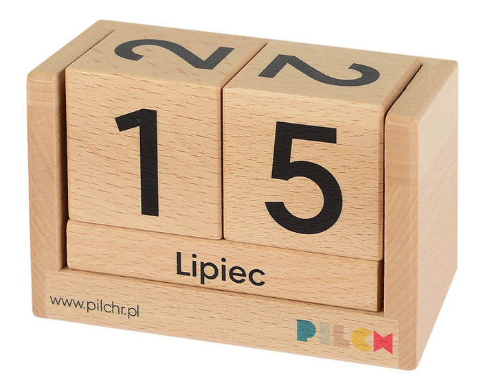 Drewniany kalendarz z sześcianów Pilch