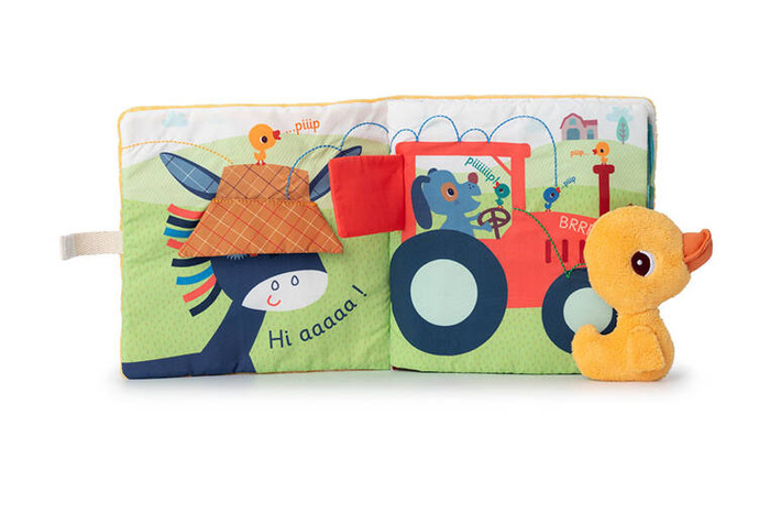 Książeczka aktywizująca z mini-przytulanką Na farmie Kaczorek Gaspard Lilliputiens