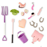 Przyczepa do transportu koni dla lalek 46 cm i akcesoria do pięlęgnacji Our Generation