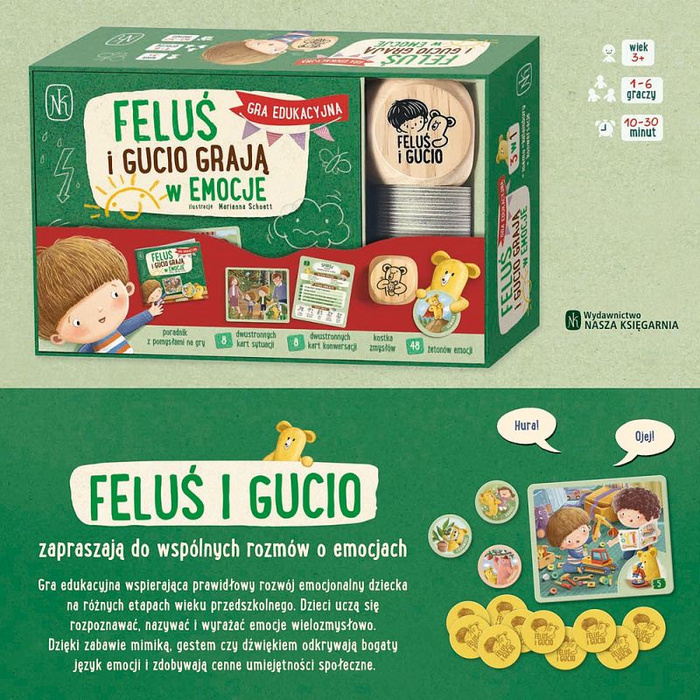 Edukacyjne gry rozwojowe Feluś i Gucio grają w emocje Nasza Księgarnia