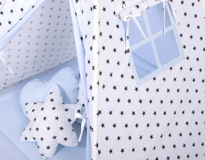 Namiot dla dzieci Tipi biało-niebieska kryjówka Zestaw Bobono