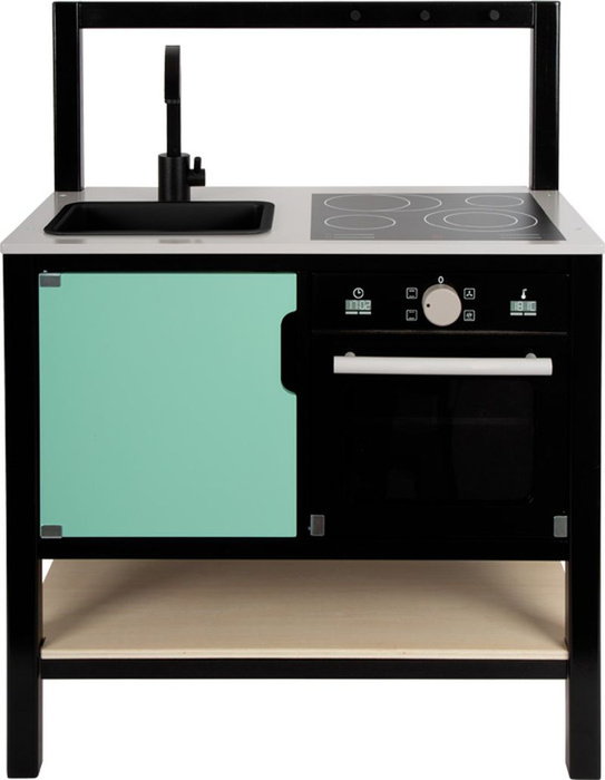 Czarna kuchnia z drewna dla dzieci industrialna Small Foot