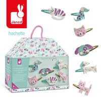 Brokatowe spinki do włosów Pieski i kotki Zestaw kreatywny dla dzieci do tworzenia biżuterii Janod