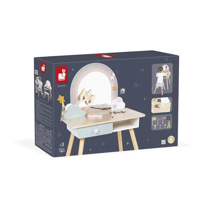 Duża toaletka drewniana Jednorożec 11 el Janod