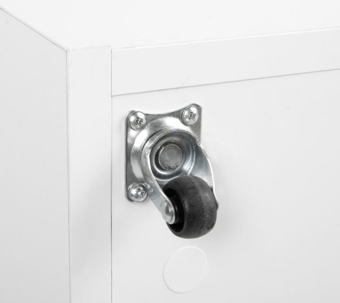 Biała drewniana skrzynia na zabawki i ławka XXL z kołami