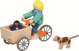 Zestaw Rower towarowy z 2 giętkimi lalkami i psem Goki