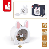 Drewniana skarbonka Królik 3+, Janod