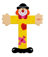 Drewniana literka. Klaun "T", Sevi