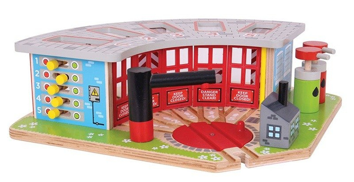 Duża parowozownia dla 5 lokomotyw, Bigjigs Rail