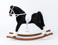 Kary koń na biegunach Karl z białym siodłem