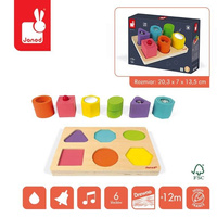 Drewniane puzzle sensoryczne "Kształty i dźwięki", Janod