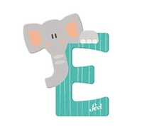 Drewniana literka dla dzieci E ze słoniem Sevi