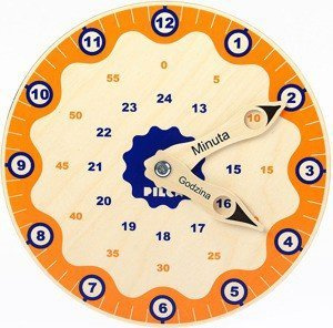 Zegar dla dzieci, nauka czasu. Kleks