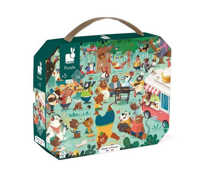 Puzzle w walizce Rodzina misiów 54 el. Janod