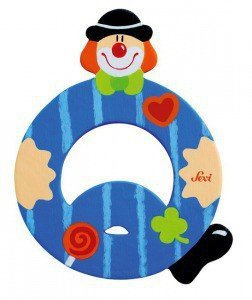 Drewniana literka. Klaun "Q", Sevi