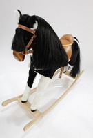 Czarno- biały koń na biegunach dla dzieci Wezyr