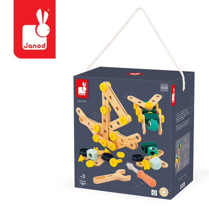 Drewniany zestaw konstruktorski Brico'kids 100 el. Janod