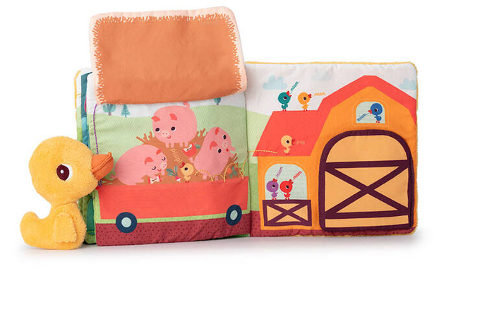 Książeczka aktywizująca z mini-przytulanką Na farmie Kaczorek Gaspard Lilliputiens