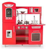 Drewniana kuchnia dla dzieci z akcesoriami, dźwiękiem. Red